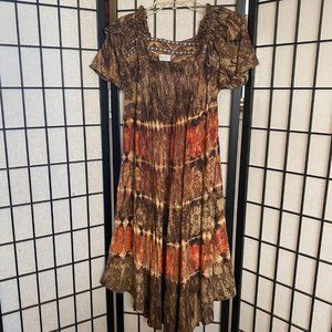 NWOT Soraya Collection “Art to Wear” Boho Dress Tie Dye Festival Size Medium